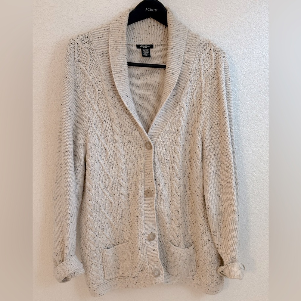 Eddie Bauer Cream Cable Knit Cardigan